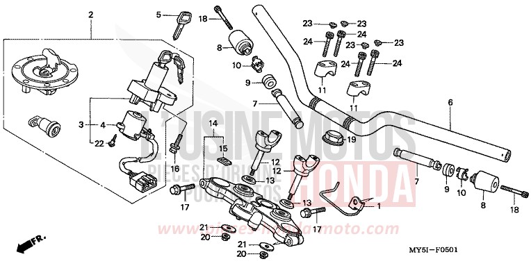 ROHRGRIFF/OBERE BRUECKE (CB500S) von CB1300 Super Bold'or ABS RICH RED METALLIC (R255) von 2002